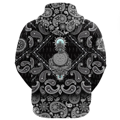 Hati Skoll With Bandana Paisley Style Viking Hoodie