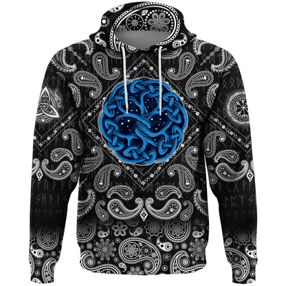 Celtic Tree Of Life Yggdrasil Mystic Night With Bandana Paisley Style Viking Hoodie