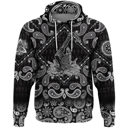 Axe In The Celtic Art Thors Hammer Axe Viking With Bandana Paisley Style Viking Hoodie