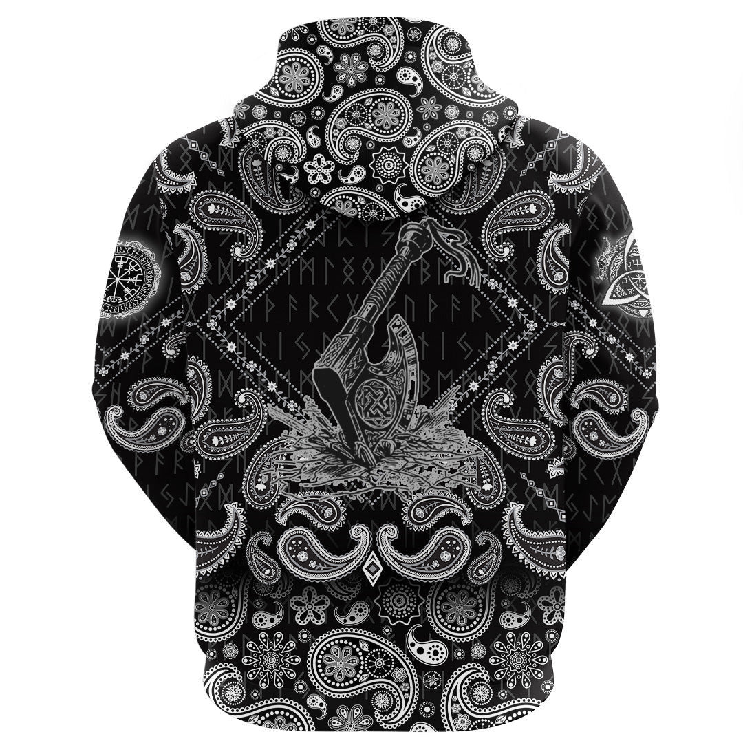 Axe In The Celtic Art Thors Hammer Axe Viking With Bandana Paisley Style Viking Hoodie