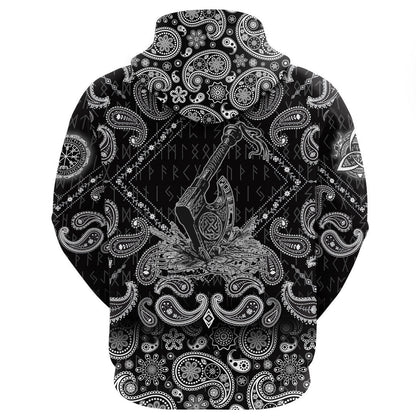Axe In The Celtic Art Thors Hammer Axe Viking With Bandana Paisley Style Viking Hoodie