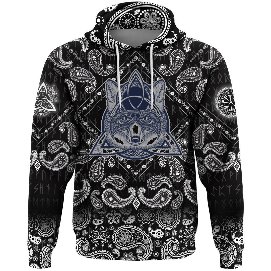 Fox In The Celtic Style Tattoo With Bandana Paisley Style Viking Hoodie