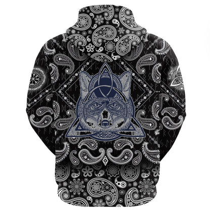 Fox In The Celtic Style Tattoo With Bandana Paisley Style Viking Hoodie