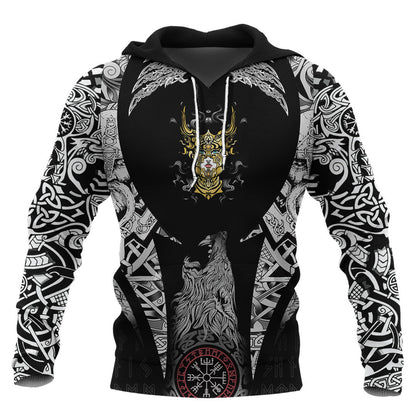 Long Haired Valkyrie In Beautiful Helmet Viking Hoodie