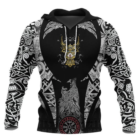 Long Haired Valkyrie In Beautiful Helmet Viking Hoodie