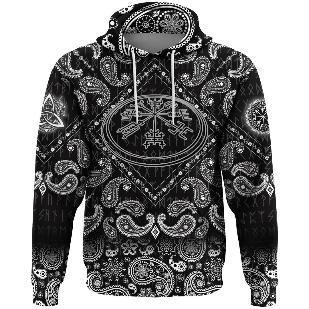 Circle Runic Scandinavian With Bandana Paisley Style Viking Hoodie