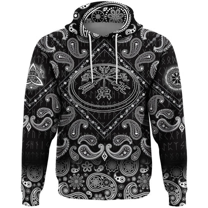 Circle Runic Scandinavian With Bandana Paisley Style Viking Hoodie