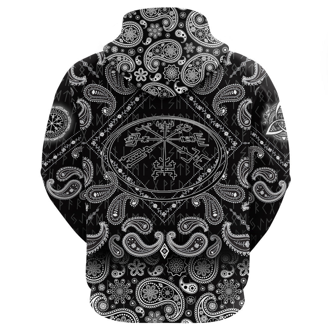 Circle Runic Scandinavian With Bandana Paisley Style Viking Hoodie