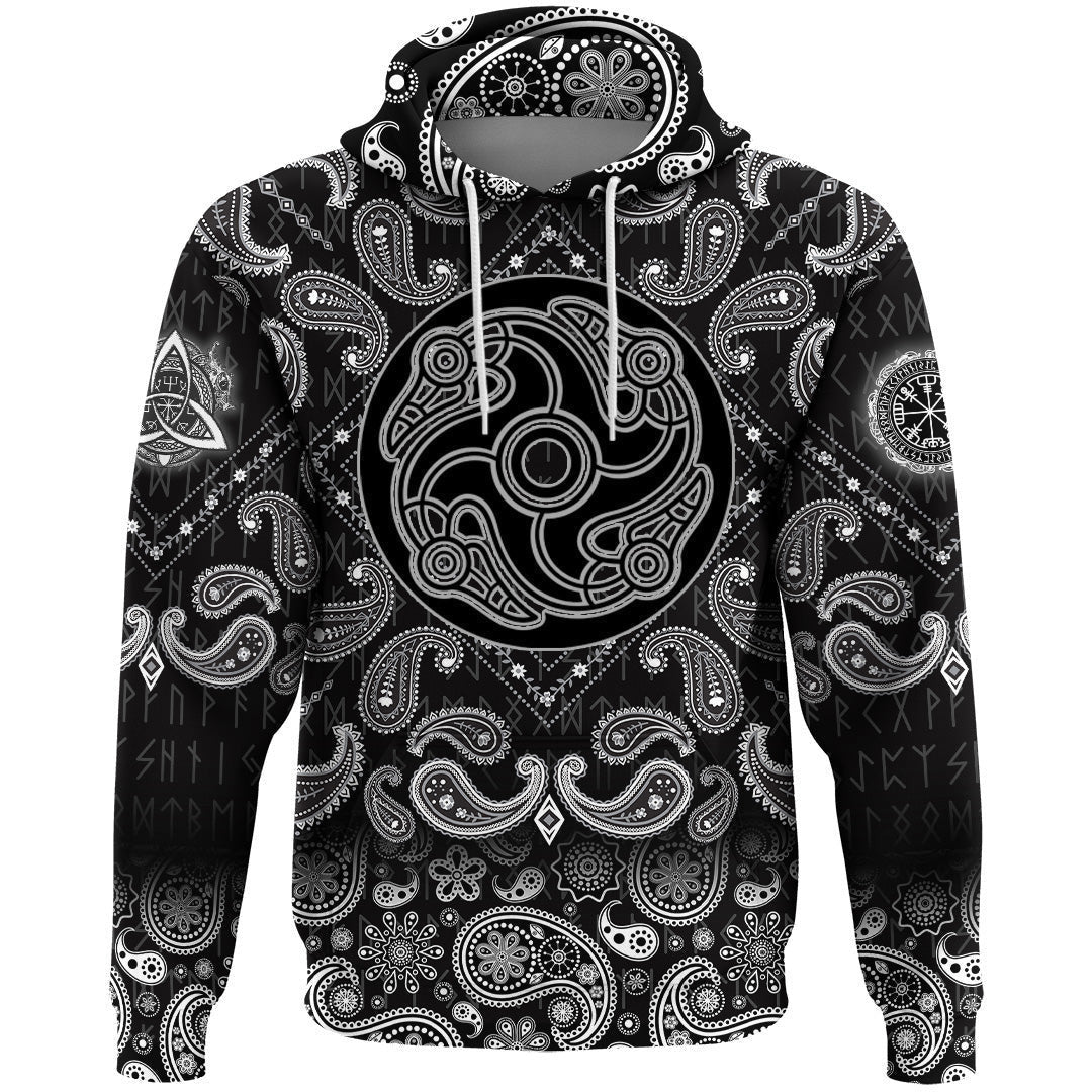 Ancient Celtic Mythological Symbol Of Bird With Bandana Paisley Style Viking Hoodie