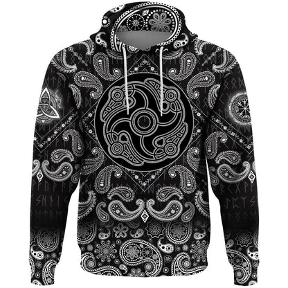 Ancient Celtic Mythological Symbol Of Bird With Bandana Paisley Style Viking Hoodie