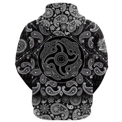 Ancient Celtic Mythological Symbol Of Bird With Bandana Paisley Style Viking Hoodie