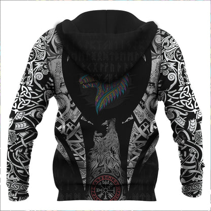 Stylized Dog In Ethnic Dark Viking Hoodie