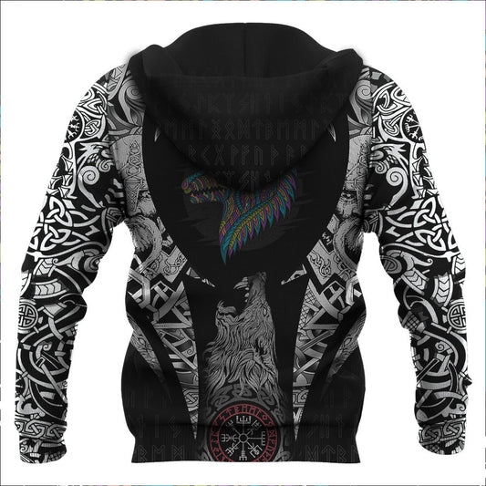 Stylized Dog In Ethnic Dark Viking Hoodie