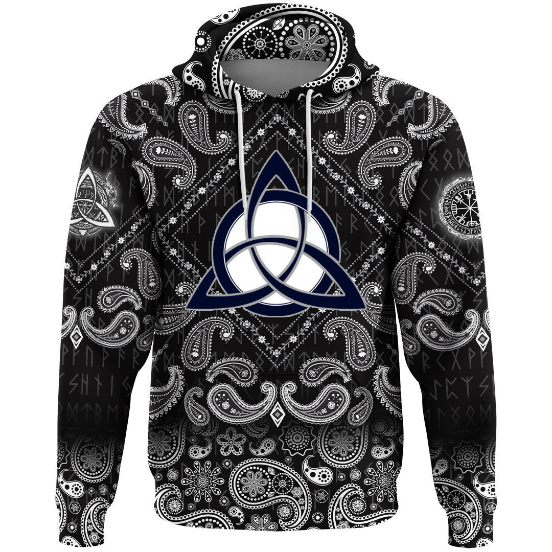 Celtic Trinity Knot With Bandana Paisley Style Viking Hoodie