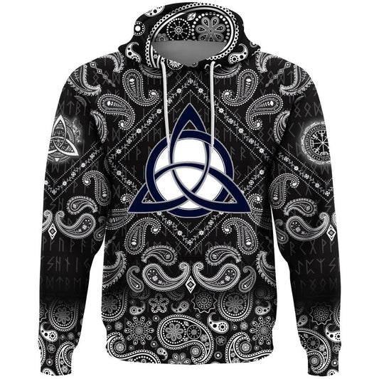 Celtic Trinity Knot With Bandana Paisley Style Viking Hoodie