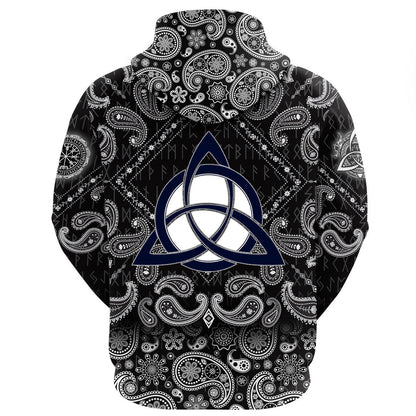 Celtic Trinity Knot With Bandana Paisley Style Viking Hoodie
