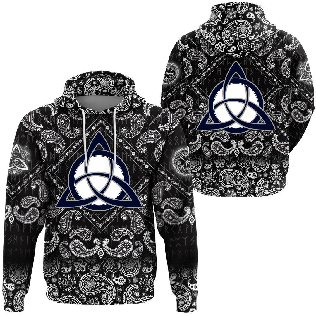 Celtic Trinity Knot With Bandana Paisley Style Viking Hoodie