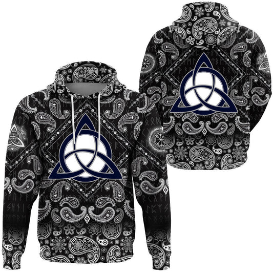 Celtic Trinity Knot With Bandana Paisley Style Viking Hoodie