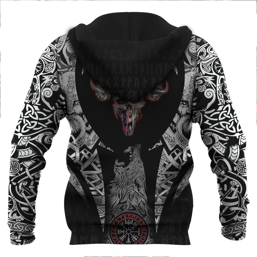 Skull Helmet With Horns Viking Hoodie