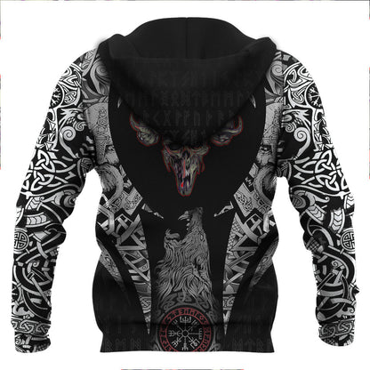 Skull Helmet With Horns Viking Hoodie