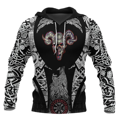 Skull Helmet With Horns Viking Hoodie