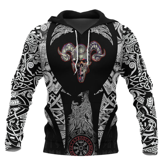 Skull Helmet With Horns Viking Hoodie