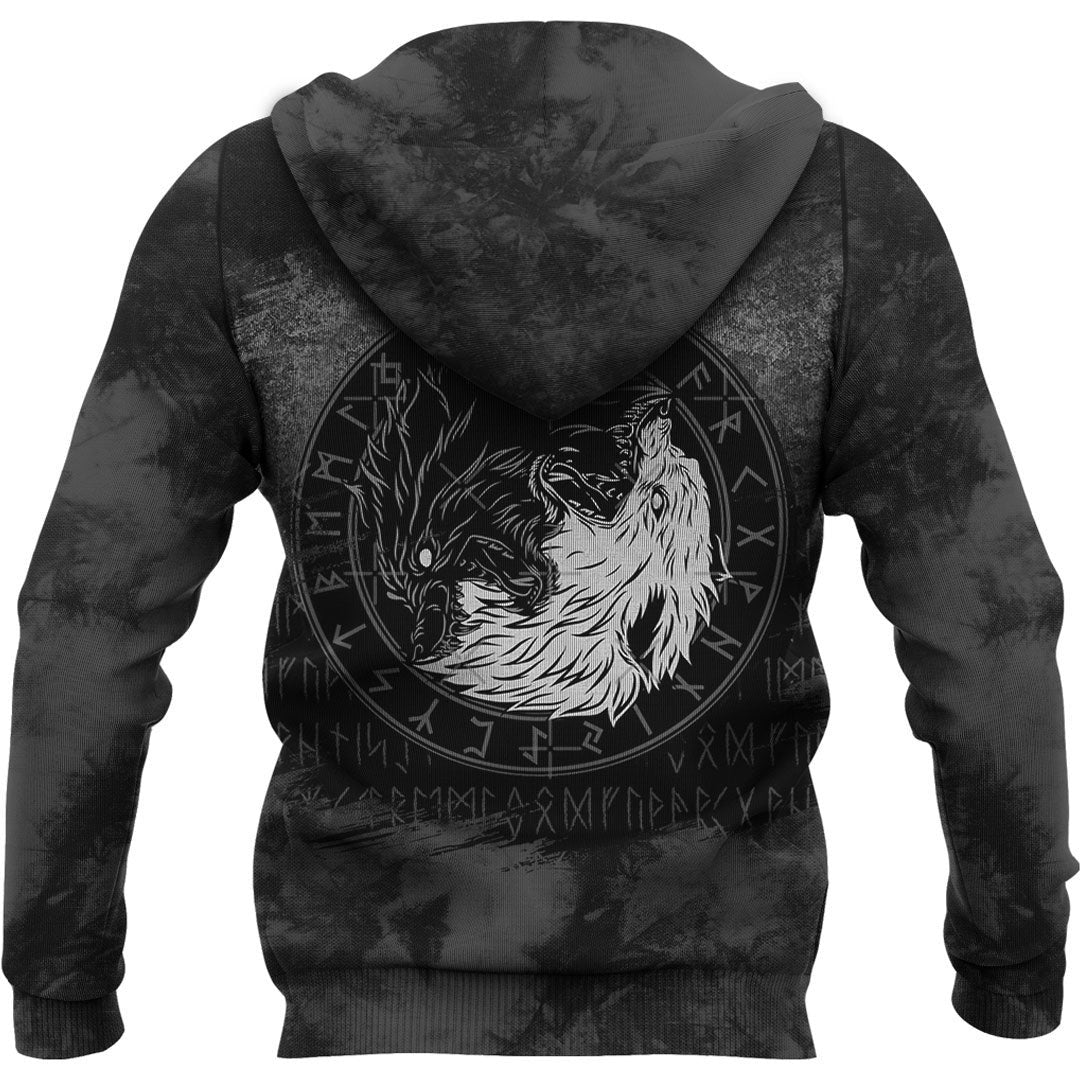 Sons Of Fenrir Skoll And Hati Ying Yang Wolf Viking Hoodie