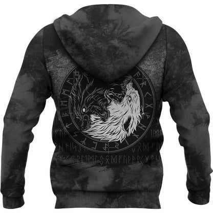 Sons Of Fenrir Skoll And Hati Ying Yang Wolf Viking Hoodie