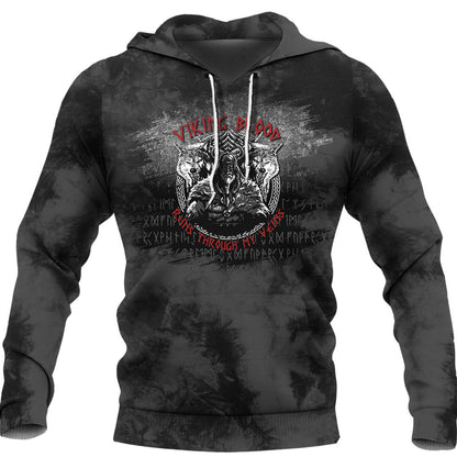 Odin Geri And Freki Wolfs Viking Blood Runs Through My Veins Viking Hoodiea7