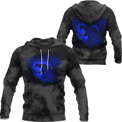 Fenrir Viking Tattoo Blue Viking Hoodie
