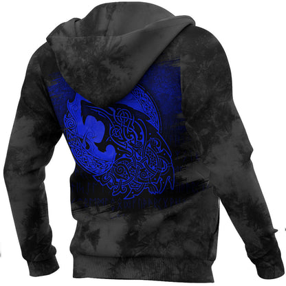 Fenrir Viking Tattoo Blue Viking Hoodie