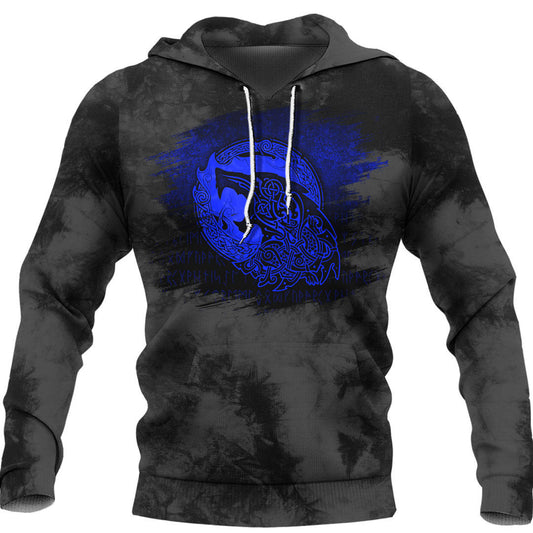 Fenrir Viking Tattoo Blue Viking Hoodie