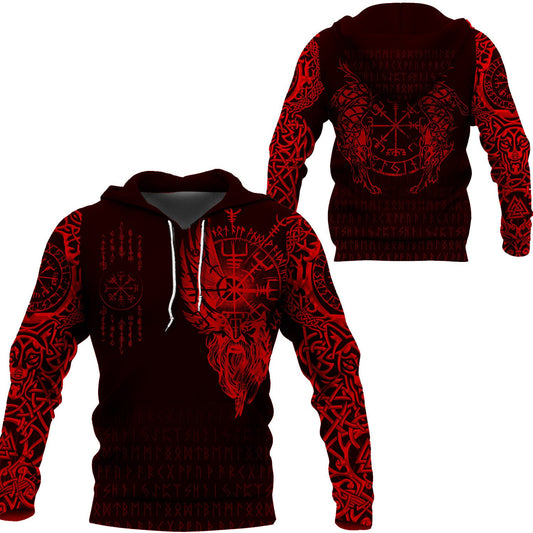 Compass Vegvisir Tattoo Viking Hoodie Red Style