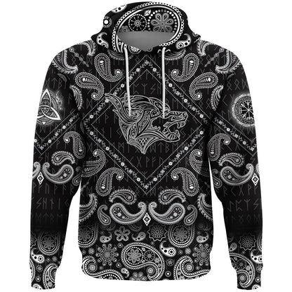 Haiti Pattern Style With Bandana Paisley Style Viking Hoodie