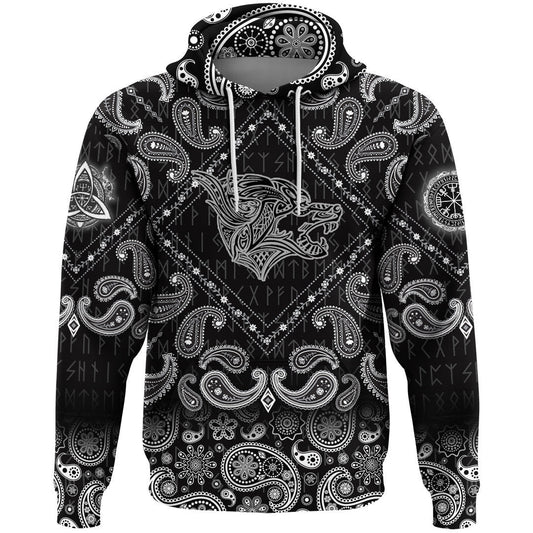 Haiti Pattern Style With Bandana Paisley Style Viking Hoodie
