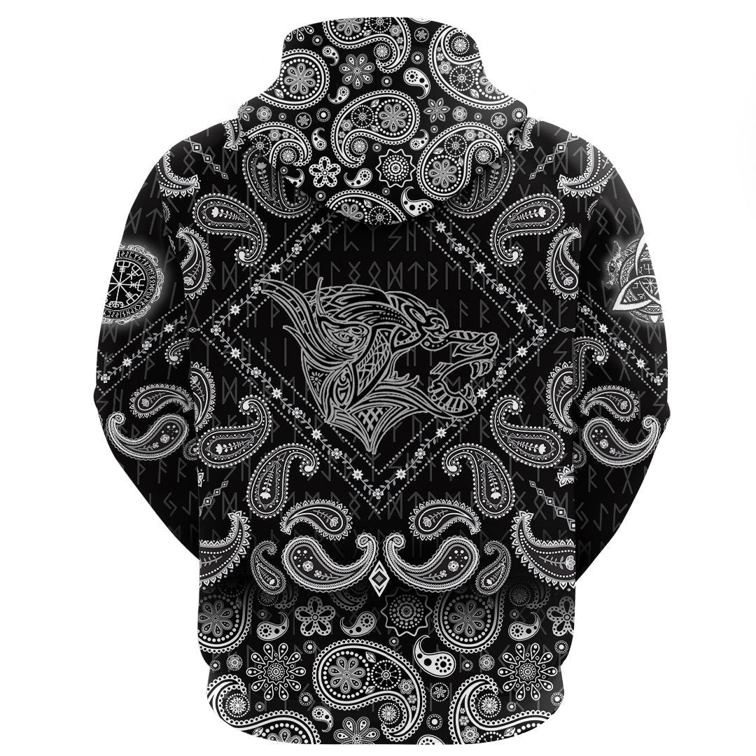 Haiti Pattern Style With Bandana Paisley Style Viking Hoodie