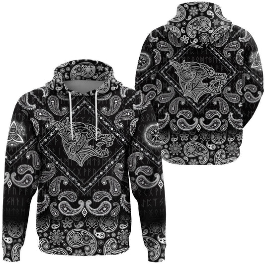 Haiti Pattern Style With Bandana Paisley Style Viking Hoodie