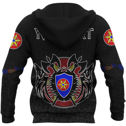 (Custom) Kven Flag And Map #1 Viking Hoodie Style Viking Geri & Freki Zipper
