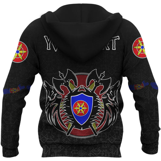 (Custom) Kven Flag And Map #1 Viking Hoodie Style Viking Geri & Freki Zipper