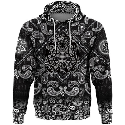 Norse God Loki With Bandana Paisley Style Viking Hoodie
