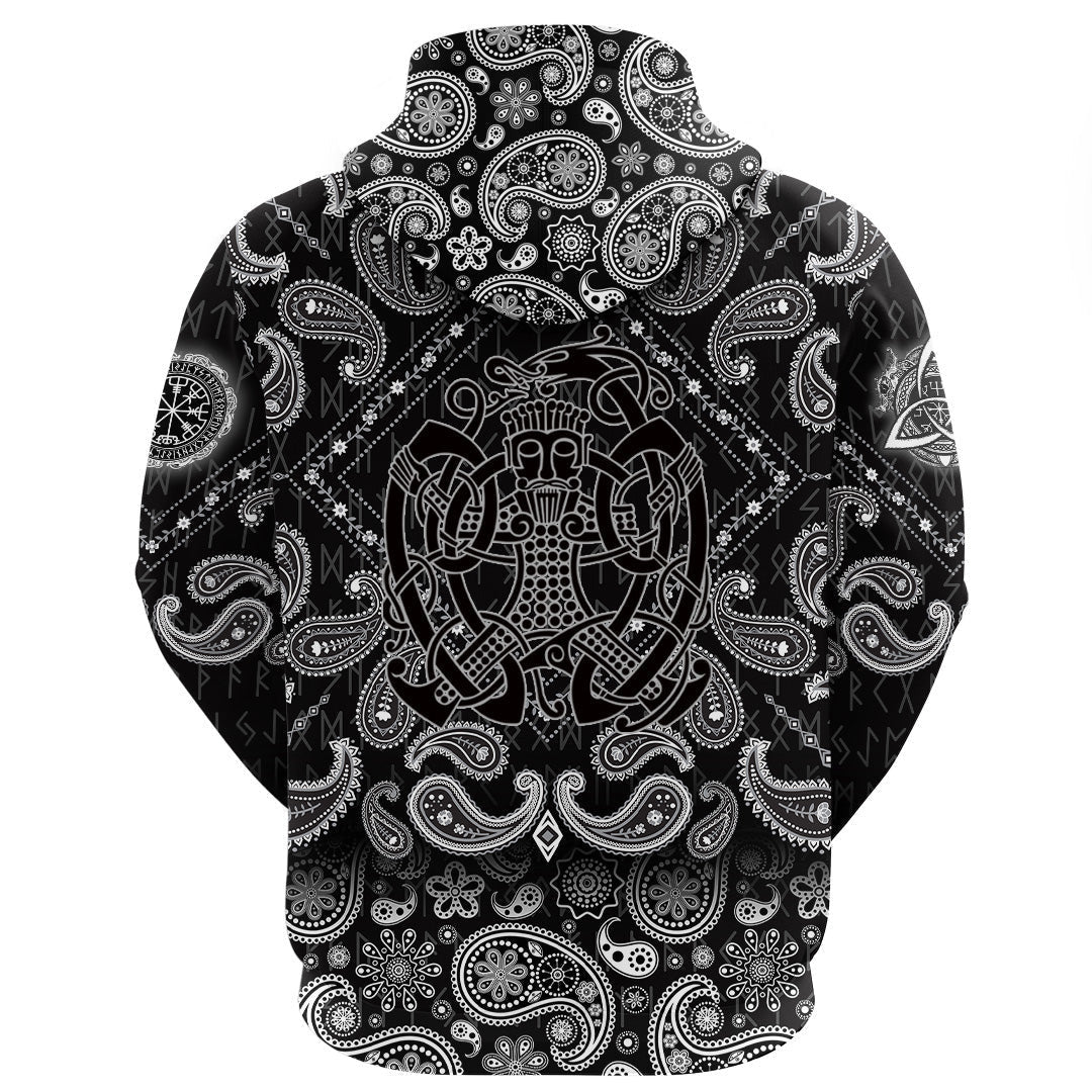 Norse God Loki With Bandana Paisley Style Viking Hoodie