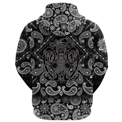 Norse God Loki With Bandana Paisley Style Viking Hoodie