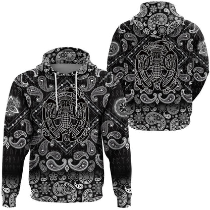 Norse God Loki With Bandana Paisley Style Viking Hoodie