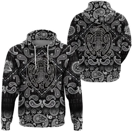 Norse God Loki With Bandana Paisley Style Viking Hoodie