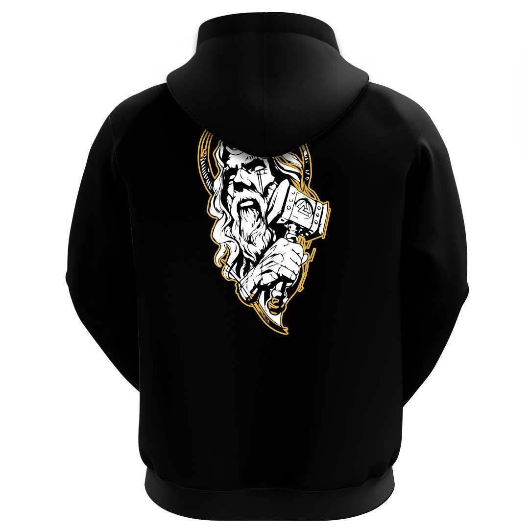 A Nordic God Odin And His Hammer Viking Hoodie Black Style