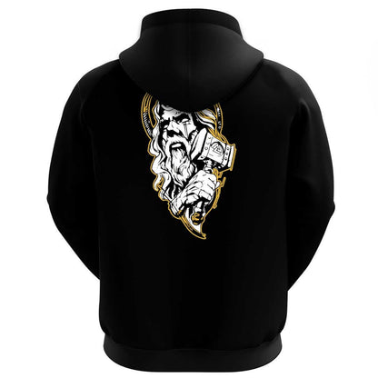 A Nordic God Odin And His Hammer Viking Hoodie Black Style
