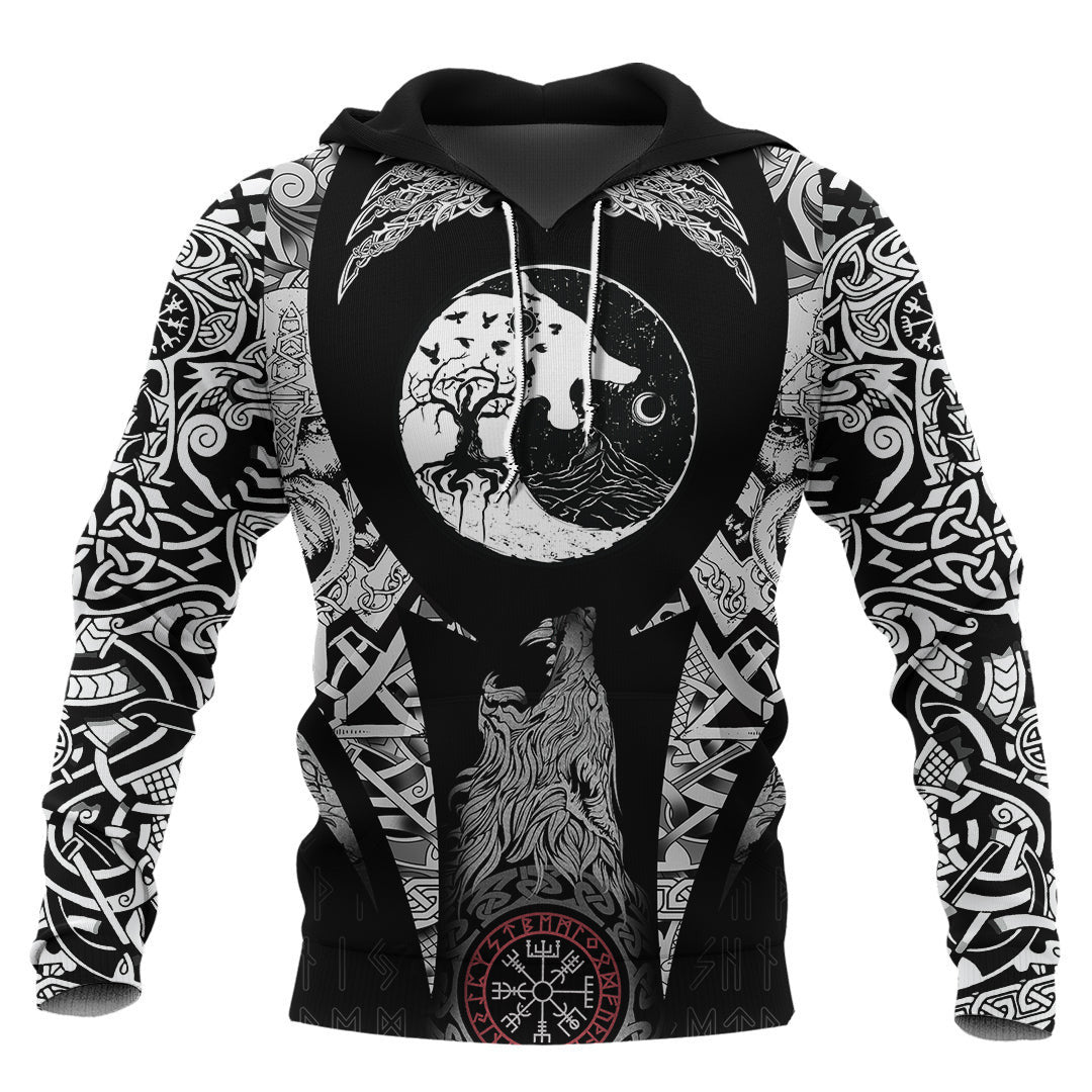 Wolf And Ravens #1 Viking Hoodie