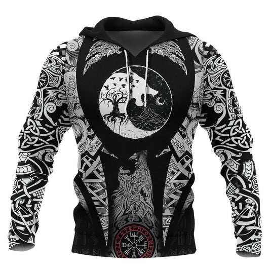 Wolf And Ravens #1 Viking Hoodie