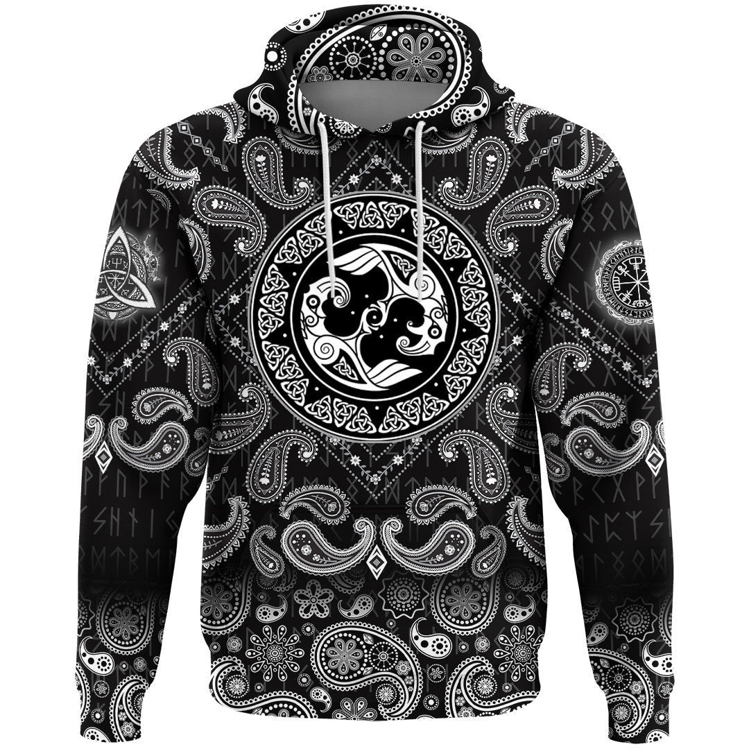 Hugin And Munin Norse Mythology With Bandana Paisley Style Viking Hoodie
