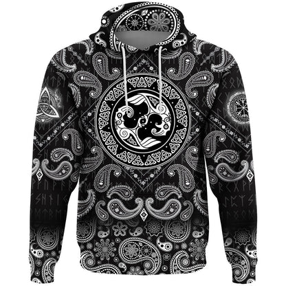 Hugin And Munin Norse Mythology With Bandana Paisley Style Viking Hoodie